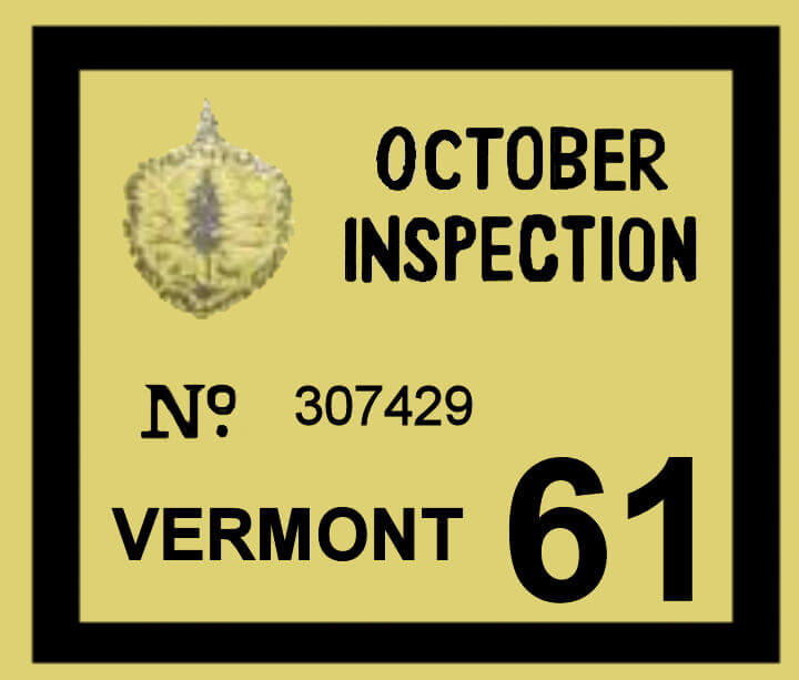 (image for) 1961 Vermont INSPECTION Sticker FALL